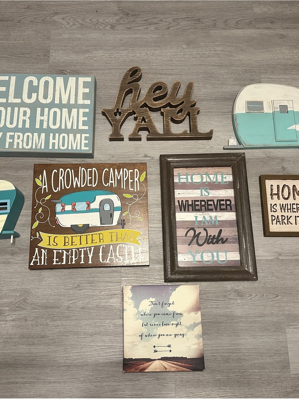 Rustic Teal and Brown Camper Wall Sign Set - Unbranded